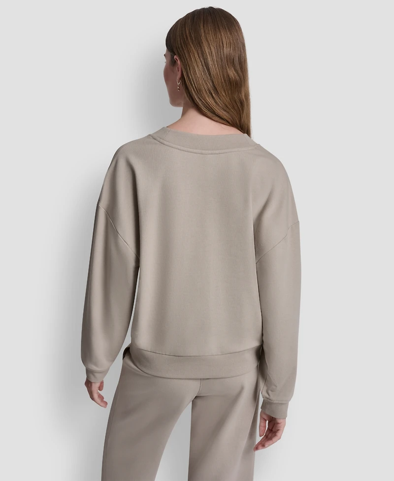Dkny Sport Women's Metallic Bubble Logo V-Neck Sweatshirt