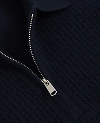 Reiss Men's Wool Waffle-Knit Half-Zip Polo Shirt