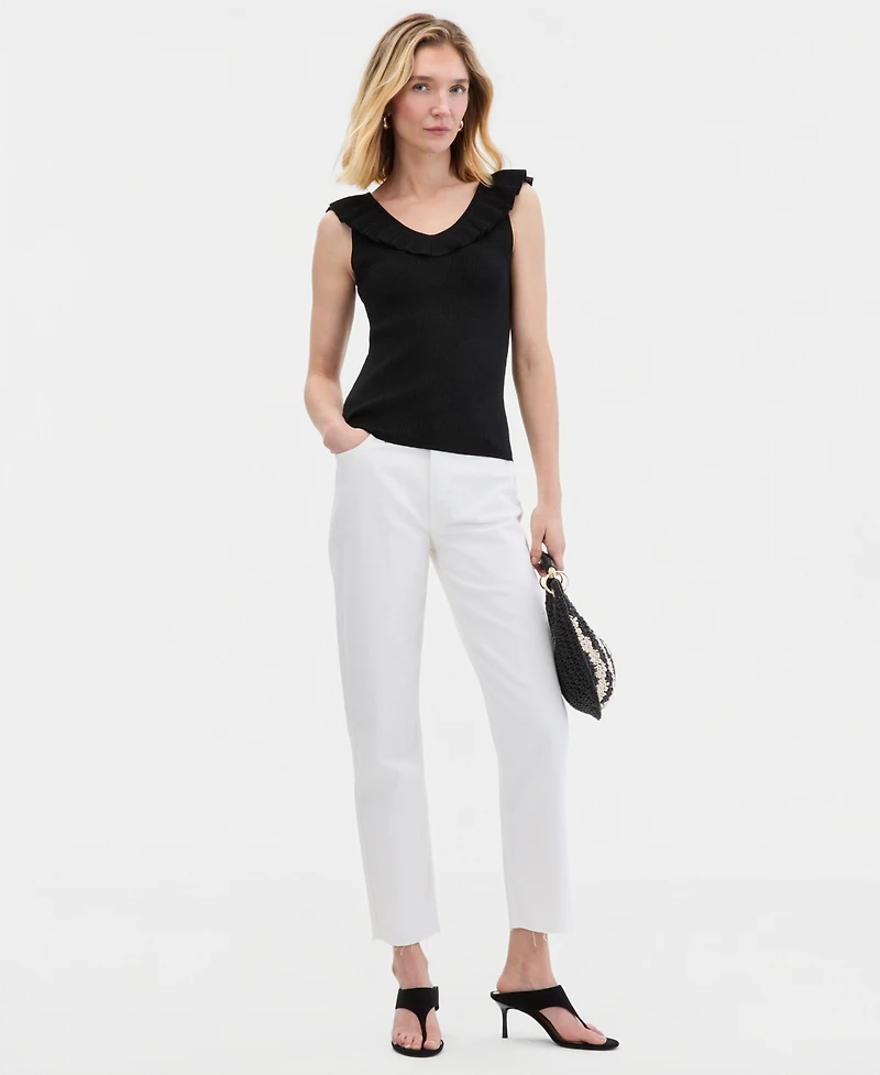 I.n.c. International Concepts Women's Ruffle-Trim Metallic Sweater Tank, Macy's Exclusive