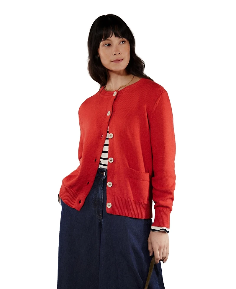 Celtic & Co. Women's Long Sleeve Cotton Crew Neck Cardigan