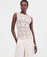 I.n.c. International Concepts Women's Printed High-Neck Ruched Mesh Tank, Macy's Exclusive