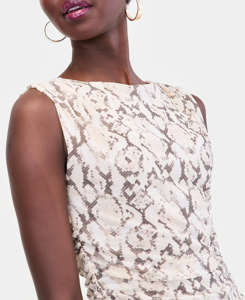 I.n.c. International Concepts Women's Printed High-Neck Ruched Mesh Tank, Macy's Exclusive