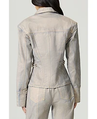 Nocturne Women's Metallic Denim Jacket
