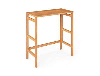 Slickblue Balcony Patio Bar Table in Acacia Wood with Slatted Top