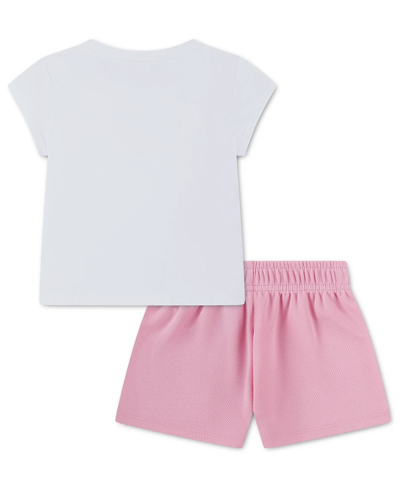 Nike Baby Girls' Short-Sleeve T-Shirt & Mesh Shorts, 2-Piece Set