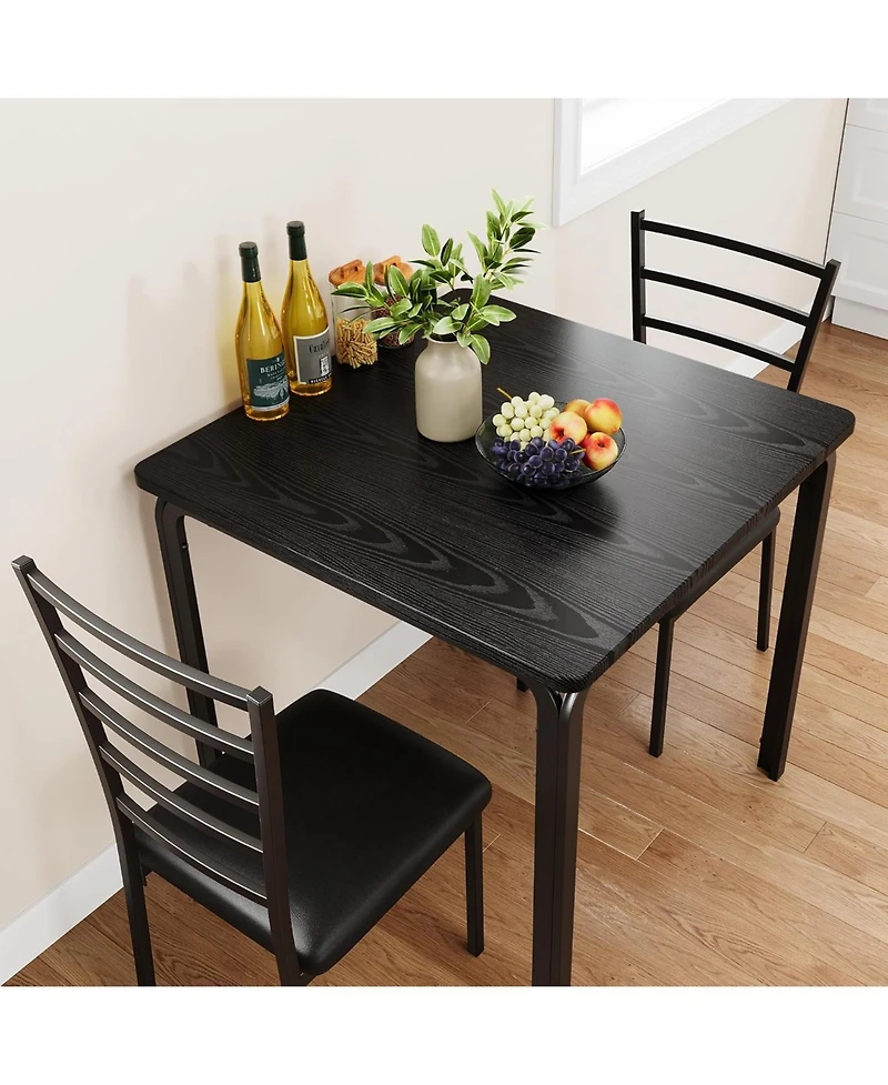 gaomon 3 Piece Dining Table Set for 2 Metal Frame Wood Kitchen Table and 2 Chairs Small Dining Furniture Set for Small Space Apartment Dining Room