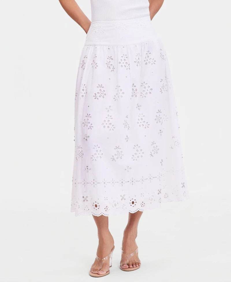 I.n.c. International Concepts Women's Embellished Eyelet Midi Skirt, Macy's Exclusive