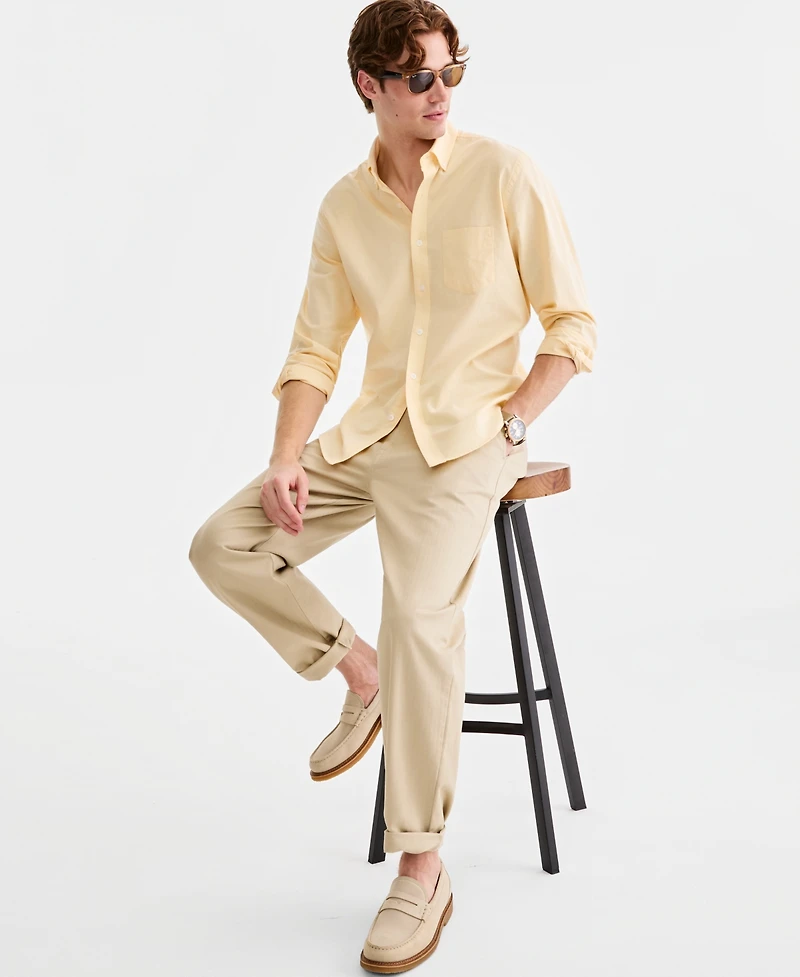 Club Room Men's Solid Stretch Oxford Cotton Shirt, Created for Macy's
