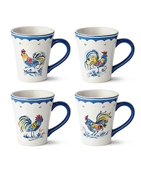 Certified International French Rooster Mugs, Set of 4