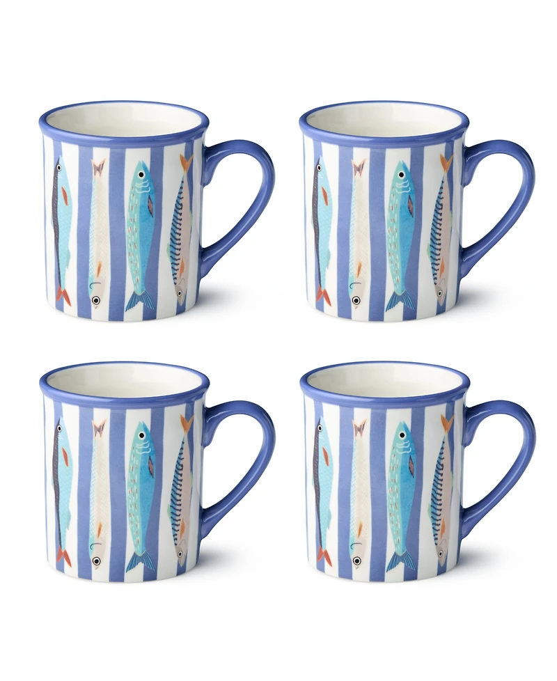 Certified International Something Fishy Mugs, Set of 4
