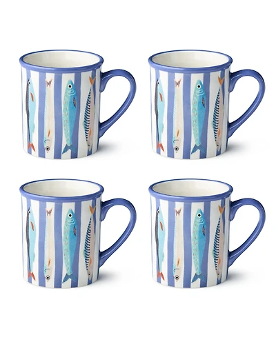 Certified International Something Fishy Mugs, Set of 4