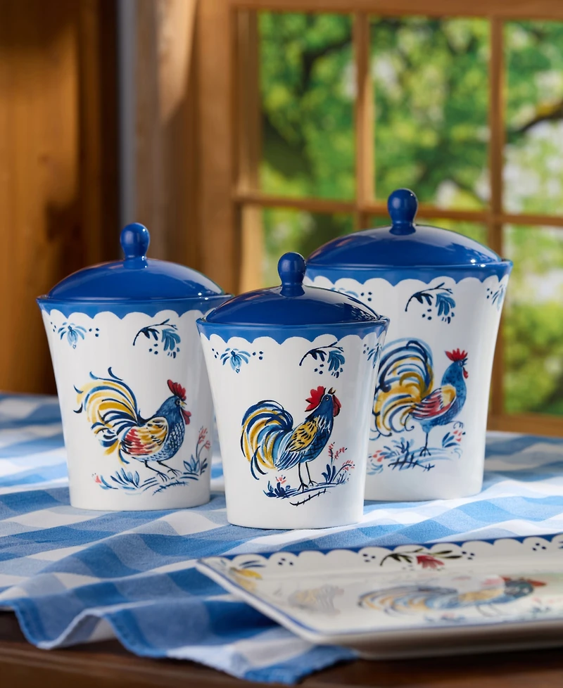 Certified International French Rooster Canisters, Set of 3