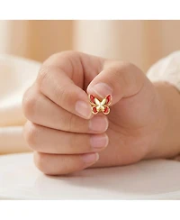 GiGiGirl Dainty 14K Gold Plated Red Enamel Butterfly Stud Earrings