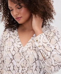 I.n.c. International Concepts Plus Shirt-Sleeve V-Neck Top, Macy's Exclusive