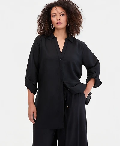 I.n.c. International Concepts Plus Linen-Blend Tunic, Exclusively at Macy's