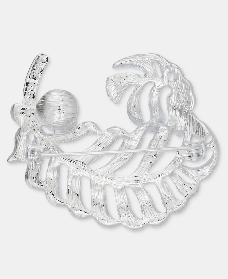 Anne Klein Crystal & Imitation Pearl Leaf Pin
