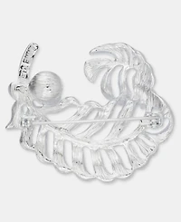 Anne Klein Crystal & Imitation Pearl Leaf Pin