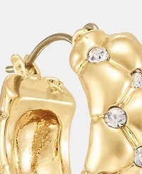 Anne Klein Small Pave Quilted Hoop Earrings, 0.88"