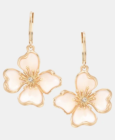 Anne Klein Textured Flower Drop Earrings