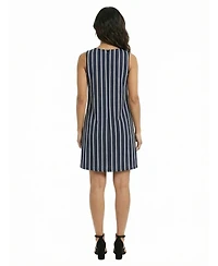 24seven Comfort Apparel Petite Striped Sleeveless A Line Dress