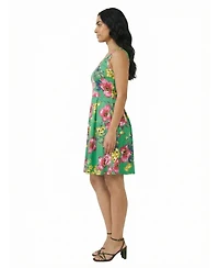 24seven Comfort Apparel Petite Floral Pleated Pocket Fit & Flare Dress