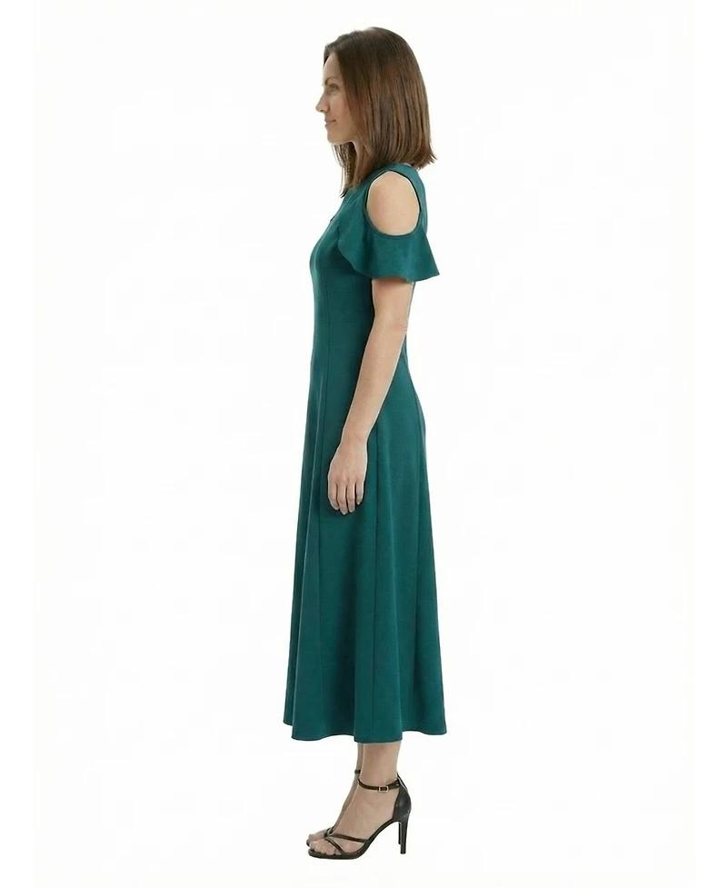 24seven Comfort Apparel Petite Ruffle Sleeve Maxi Dress