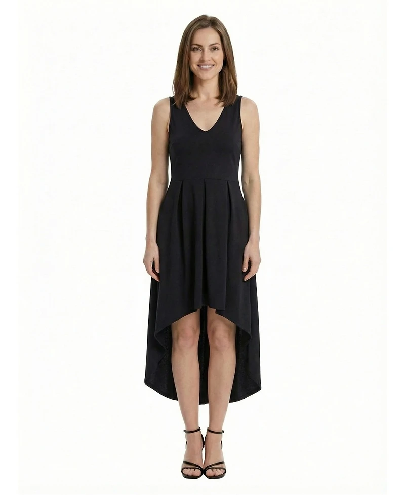 24seven Comfort Apparel Petite Pleated Fit & Flare Pocket Midi Dress