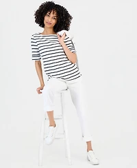 Style & Co Petite Boat-Neck Elbow-Sleeve Top, Macy's Exclusive