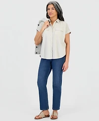 Style & Co Women's Cuffed Camp Shirt, Macy's Exclusive
