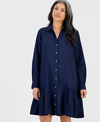 Style & Co Women's Linen Blend Peplum Shirtdress, Macy's Exclusive