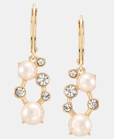 Anne Klein Crystal & Imitation Pearl Cluster Drop Earrings