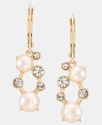 Anne Klein Crystal & Imitation Pearl Cluster Drop Earrings
