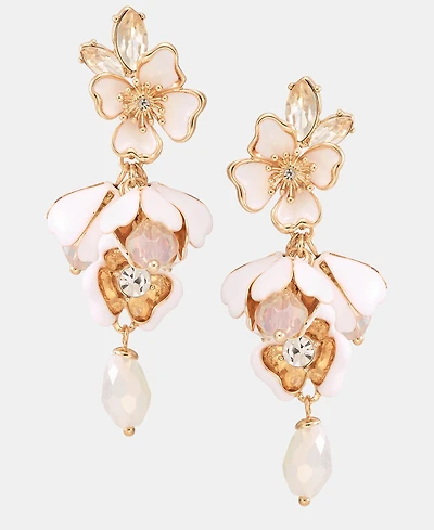 Anne Klein Textured Flower Statement Earrings
