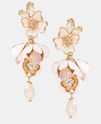 Anne Klein Textured Flower Statement Earrings