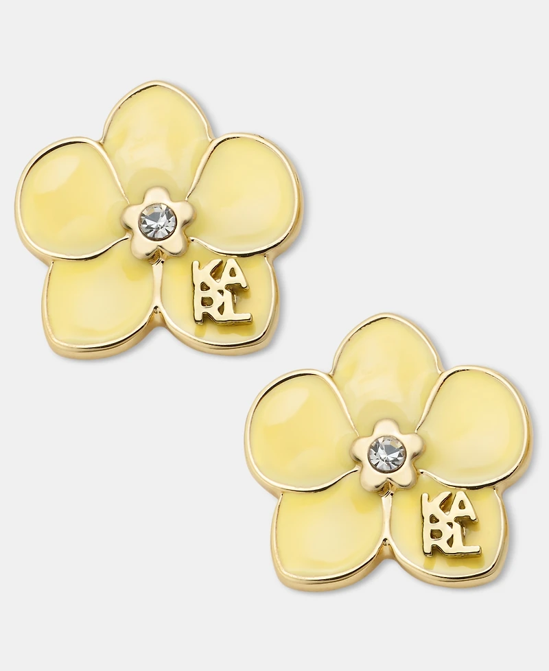 Karl Lagerfeld Paris Glass Stone Orchid Stud Earrings