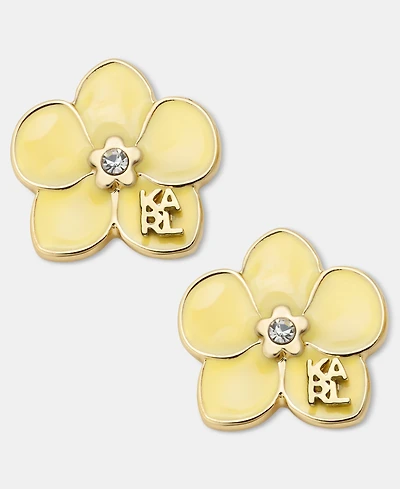 Karl Lagerfeld Paris Glass Stone Orchid Stud Earrings