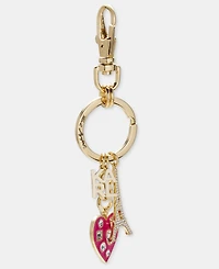 Karl Lagerfeld Paris Gold-Tone Pink Logo Heart Bag Charm Keychain