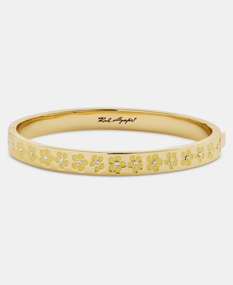 Karl Lagerfeld Paris Gold-Tone Yellow Flower Bangle Bracelet