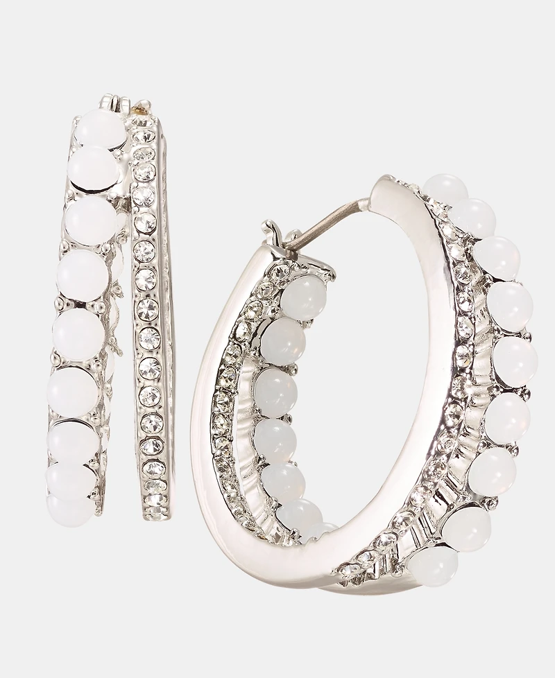 Karl Lagerfeld Paris Gold-Tone Turquoise Split Stone Hoop Earrings