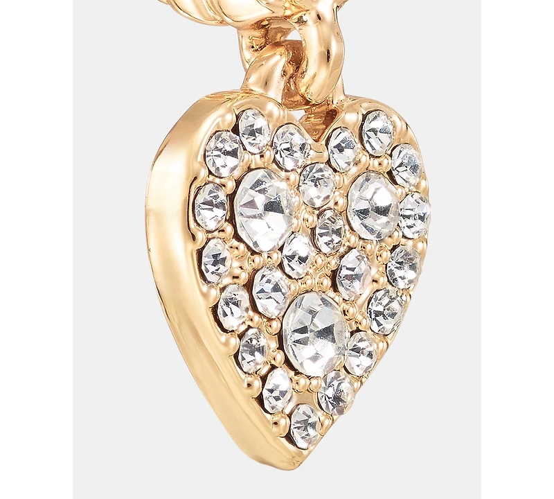 Karl Lagerfeld Paris Gold-Tone Pave Heart Drop Hoop Earrings