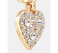 Karl Lagerfeld Paris Gold-Tone Pave Heart Drop Hoop Earrings