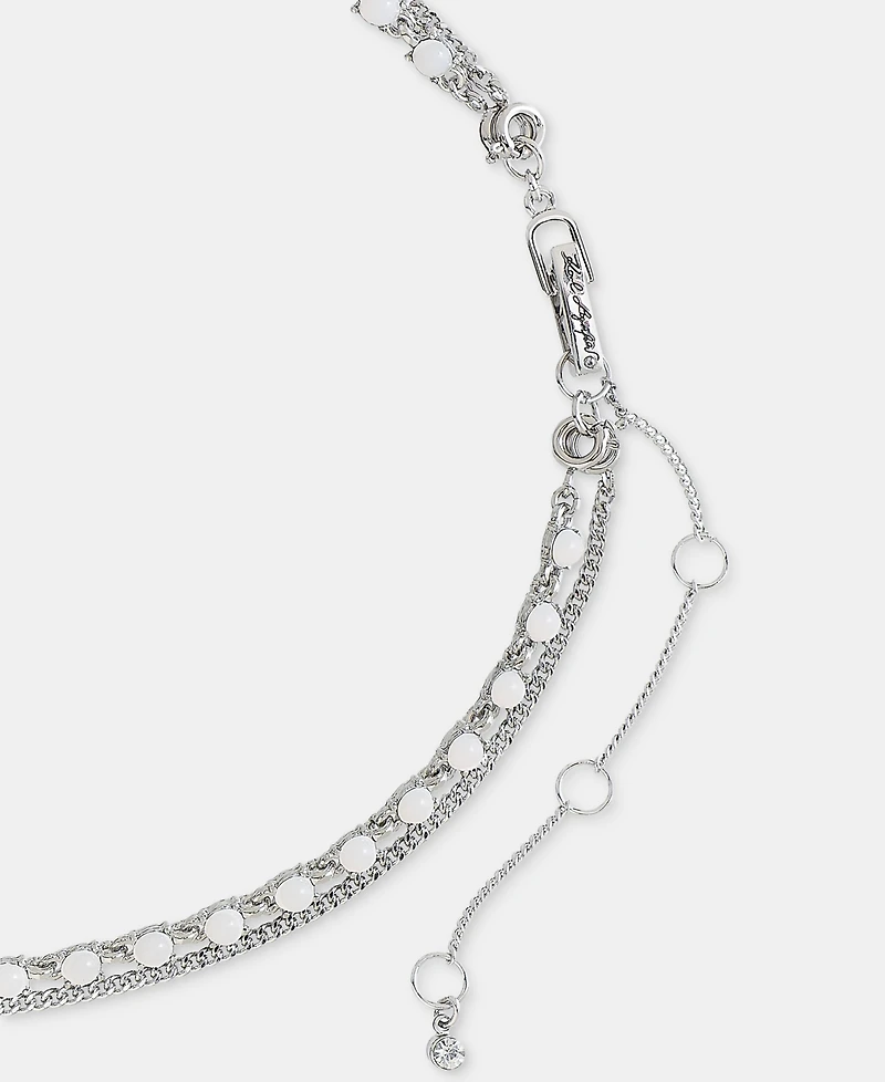 Karl Lagerfeld Paris Metal-Tone Two-Row White Pendant Necklace