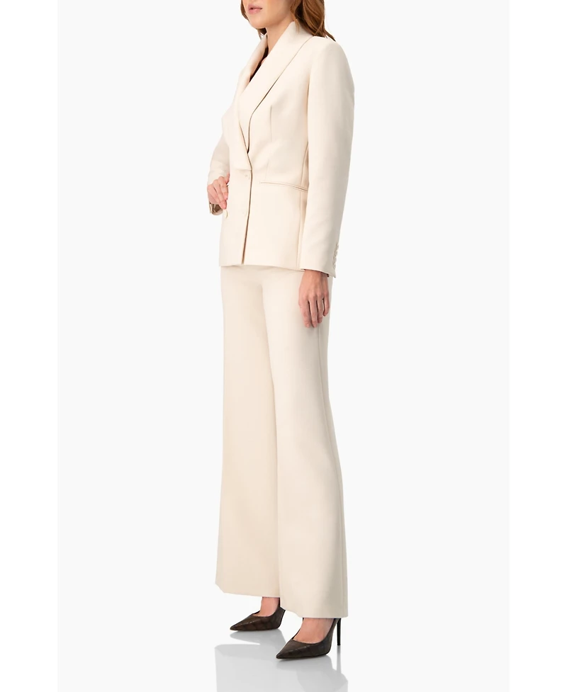 Ivonne Women's Double-Breasted Blazer with Smooth Finish