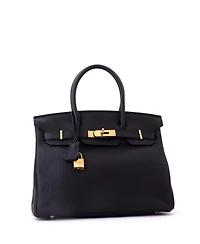 Pre-Owned HERMES Birkin 30 Handbag Black Togo with Rose Gold Hardware