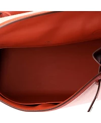 Pre-Owned HERMES Kelly 28 Handbag Toile and Brown Swift with Palladium Hardware