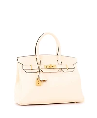 Pre-Owned HERMES Birkin 30 Handbag Light Clemence with Gold Hardware