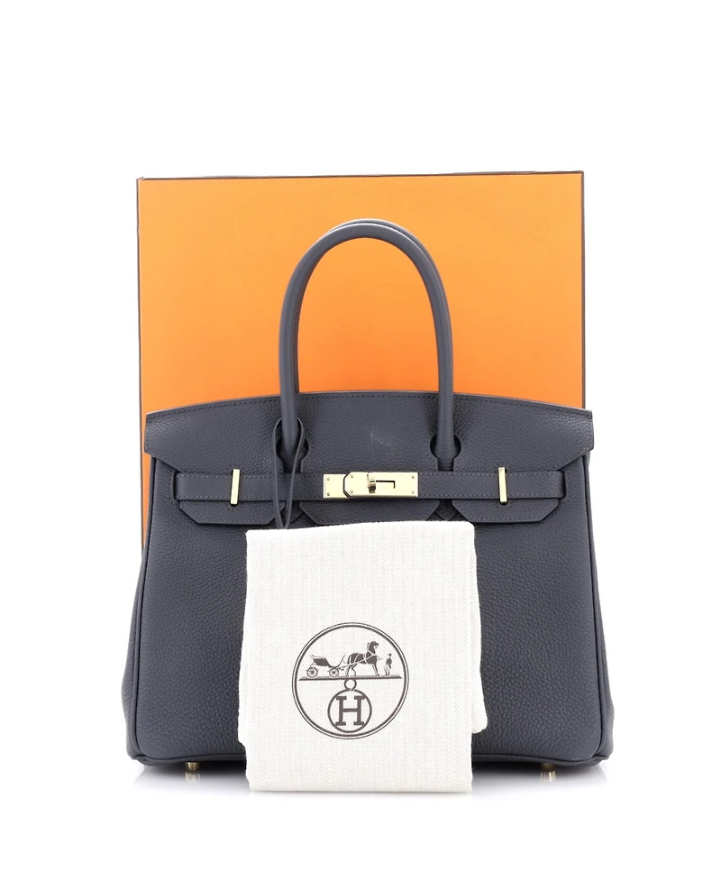 Pre-Owned HERMES Birkin 30 Handbag Grey Togo with Permabrass Hardware