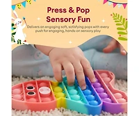 Sperric Easter Pop It & Plush Bunny Bundle, 3-Pack Bunny, Chicken & Egg Fidget Pops with 13-inch Plush Bunny with Bow, Perfect Easter Gift Toys