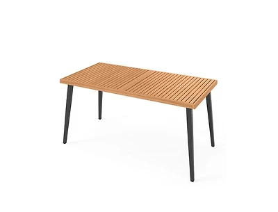 Slickblue 63-Inch Dining Table for Indoor Outdoor Use with Metal Legs