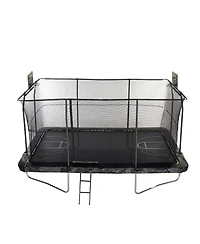 JumpKing Rectangle Trampoline with 2 Powder Coated Basketball Hoops & Breakaway Rim and Ladder